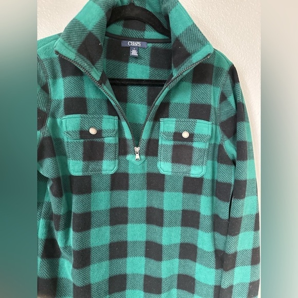 Chaps Women’s Green/Black Buffalo Plaid Fleece Quarter Zip-up. Size: Medium. - Picture 4 of 16